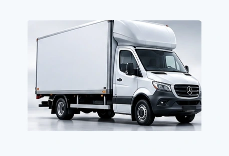 Witte bakwagen volledig zichtbaar